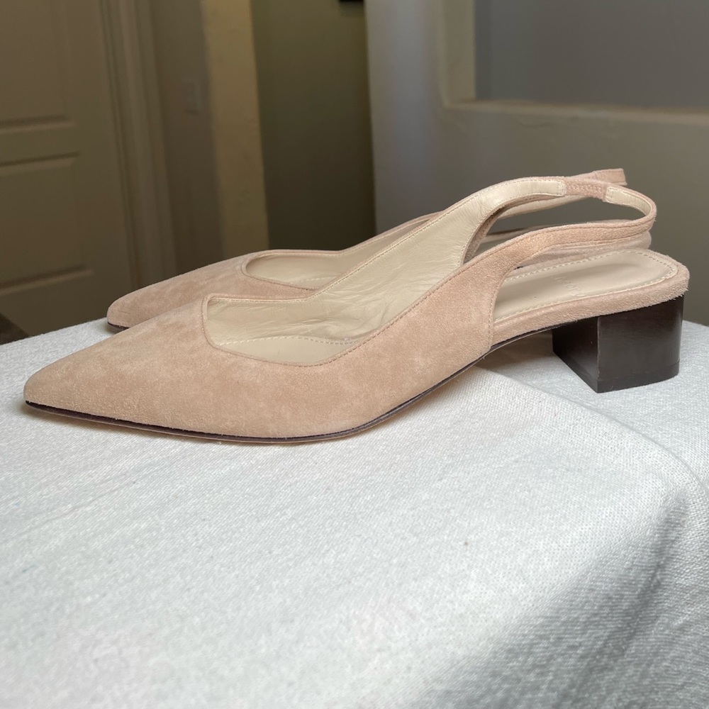 Theory block heel Slingback pumps in suede like new